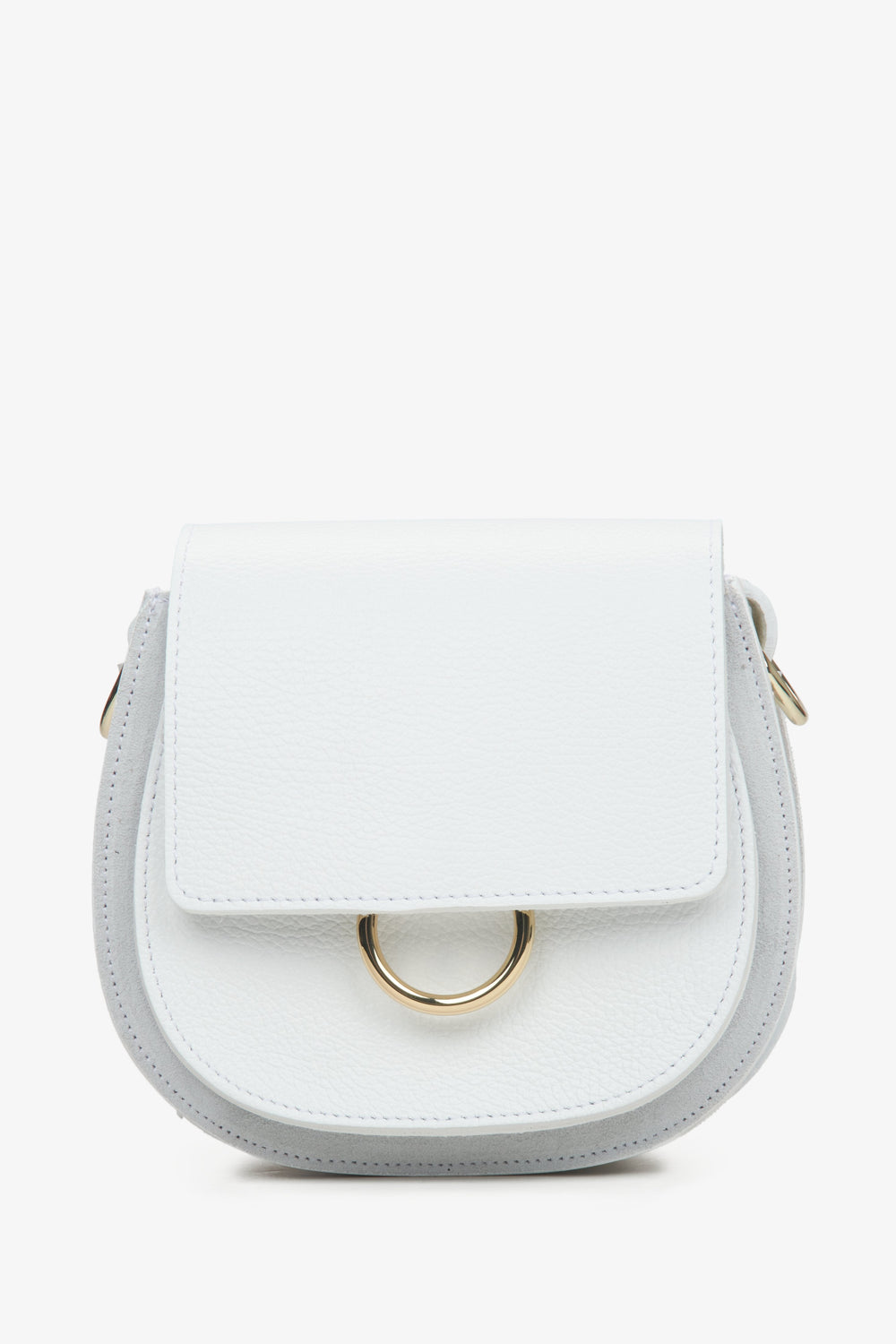 Kleine wollweiße Damen-Umhängetasche aus edlem italienischem Echtleder ER00115063.