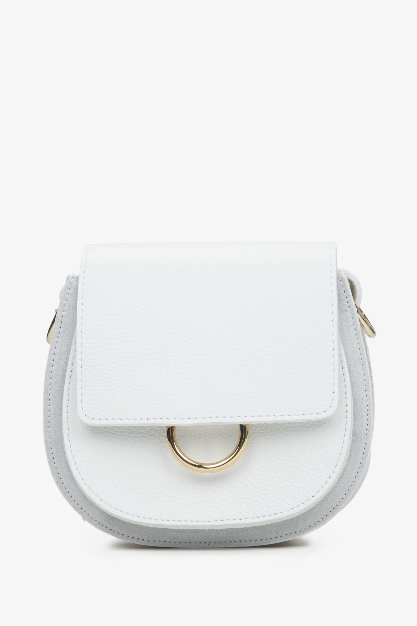 Kleine wollweiße Damen-Umhängetasche aus edlem italienischem Echtleder ER00115063.