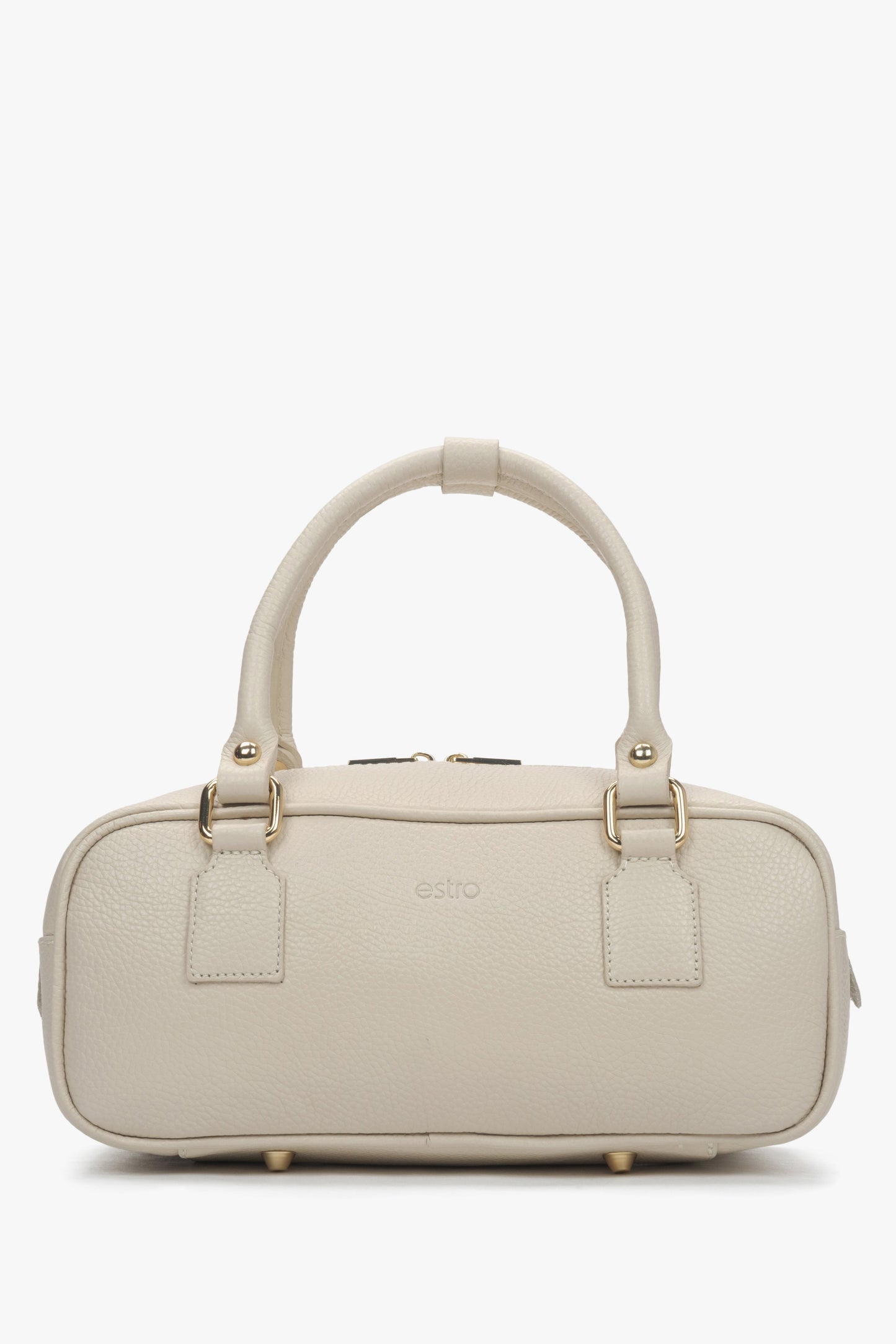 Kleiner beiger Damen-Shopper aus edlem italienischem Echtleder Estro ER00117434.
