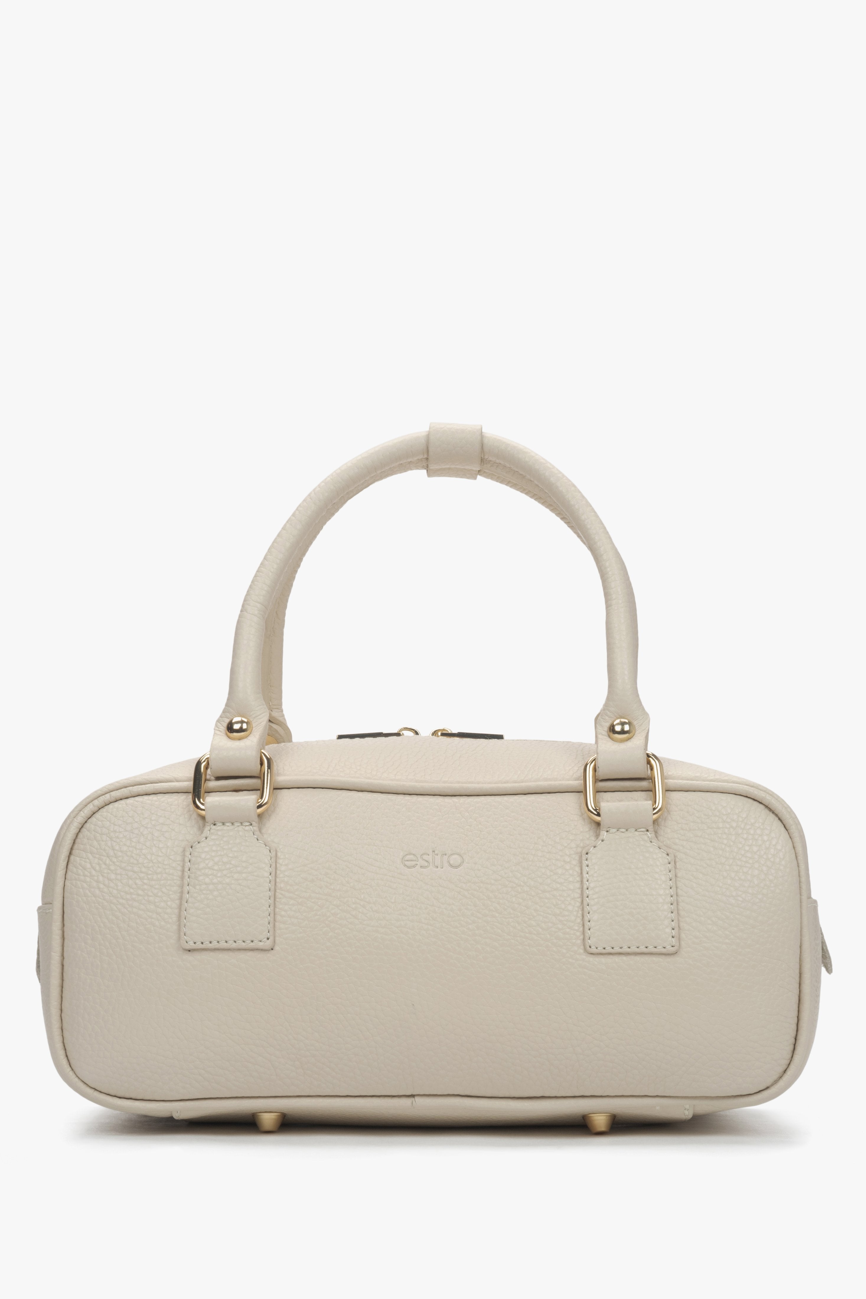 Kleiner beiger Damen-Shopper aus edlem italienischem Echtleder Estro ER00117434.