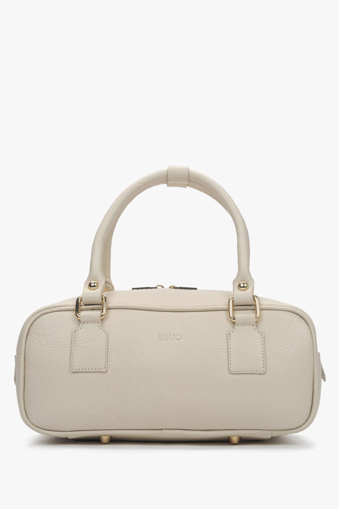 Kleiner beiger Damen-Shopper aus edlem italienischem Echtleder Estro ER00117434.