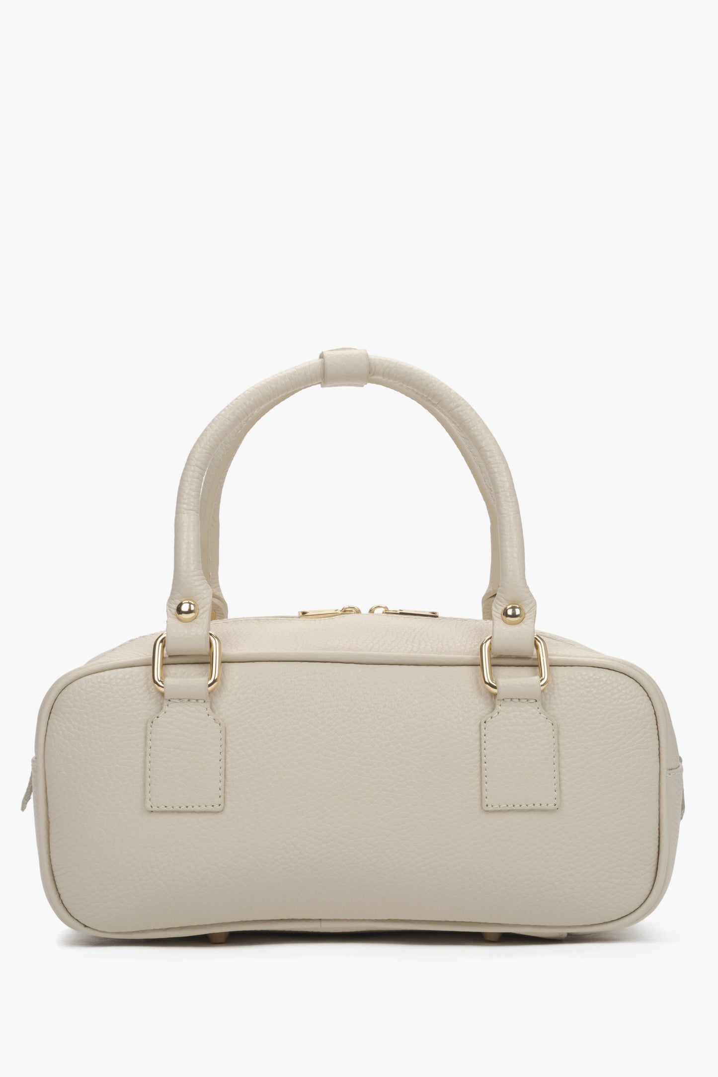 Kleine beige Tote-Tasche aus italienischem Leder.