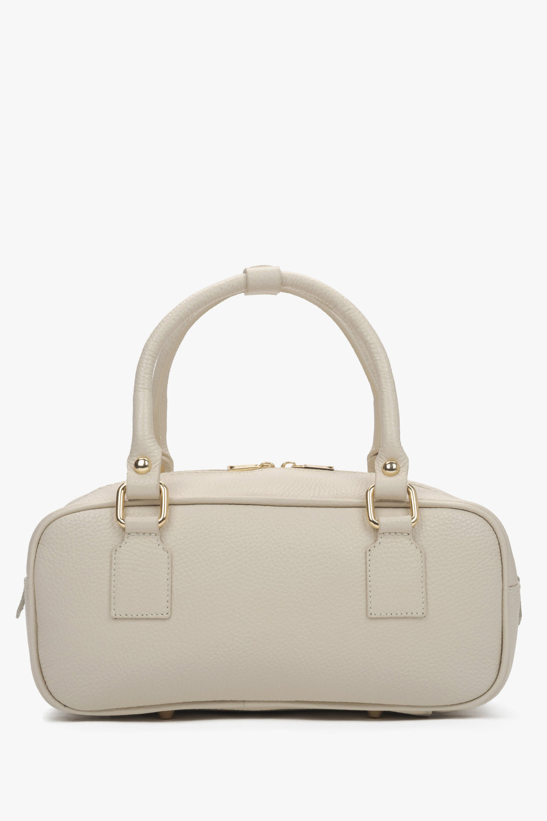 Kleine beige Tote-Tasche aus italienischem Leder.
