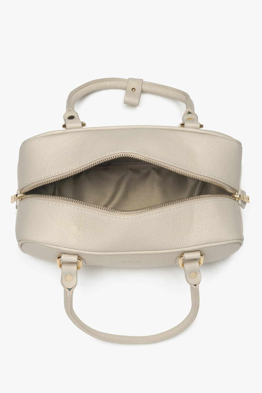 Damen-Tote-Tasche aus beige italienischem Leder – klein, elegant, Estro – Innenansicht der Tasche.