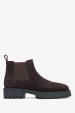 Kurzer dunkelbrauner Damen-Chelsea-Boot aus echtem Velours Estro ER00115906.
