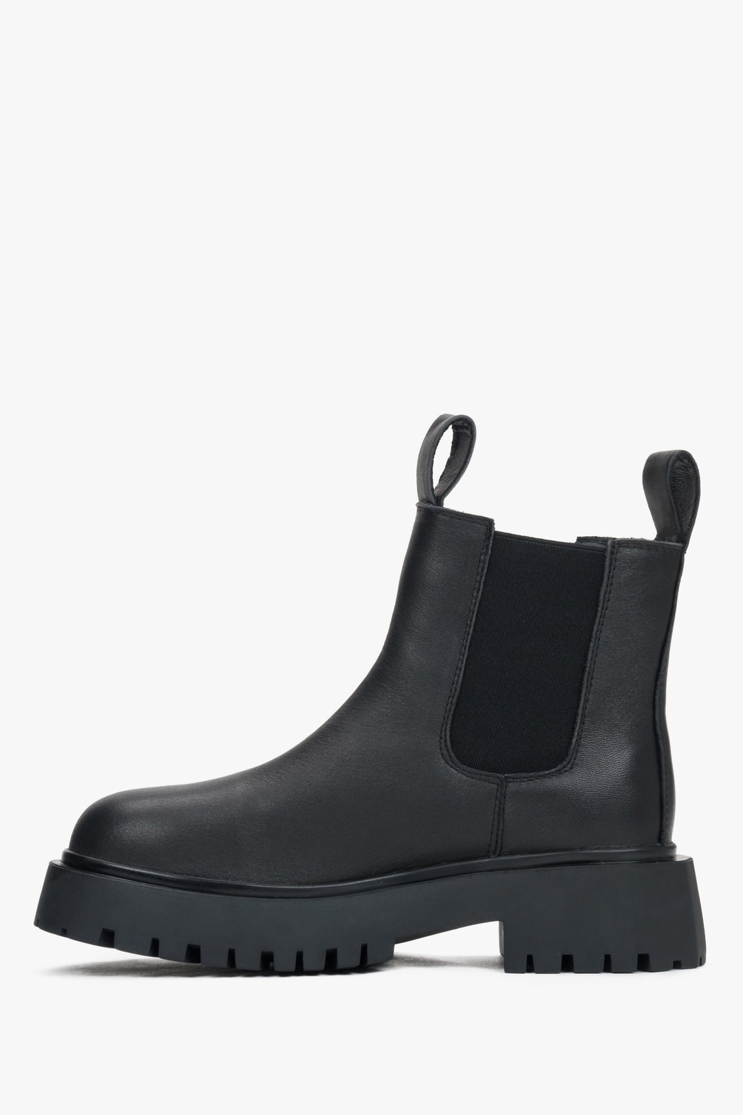 Estros schwarze Low-Top-Chelsea-Boots für Damen aus Leder – ideal für einen eleganten Look.
