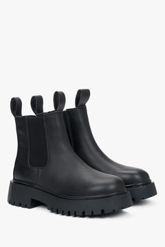 Damen-Low-Top-Chelsea-Boots in Schwarz aus Leder, gefertigt von Estro.