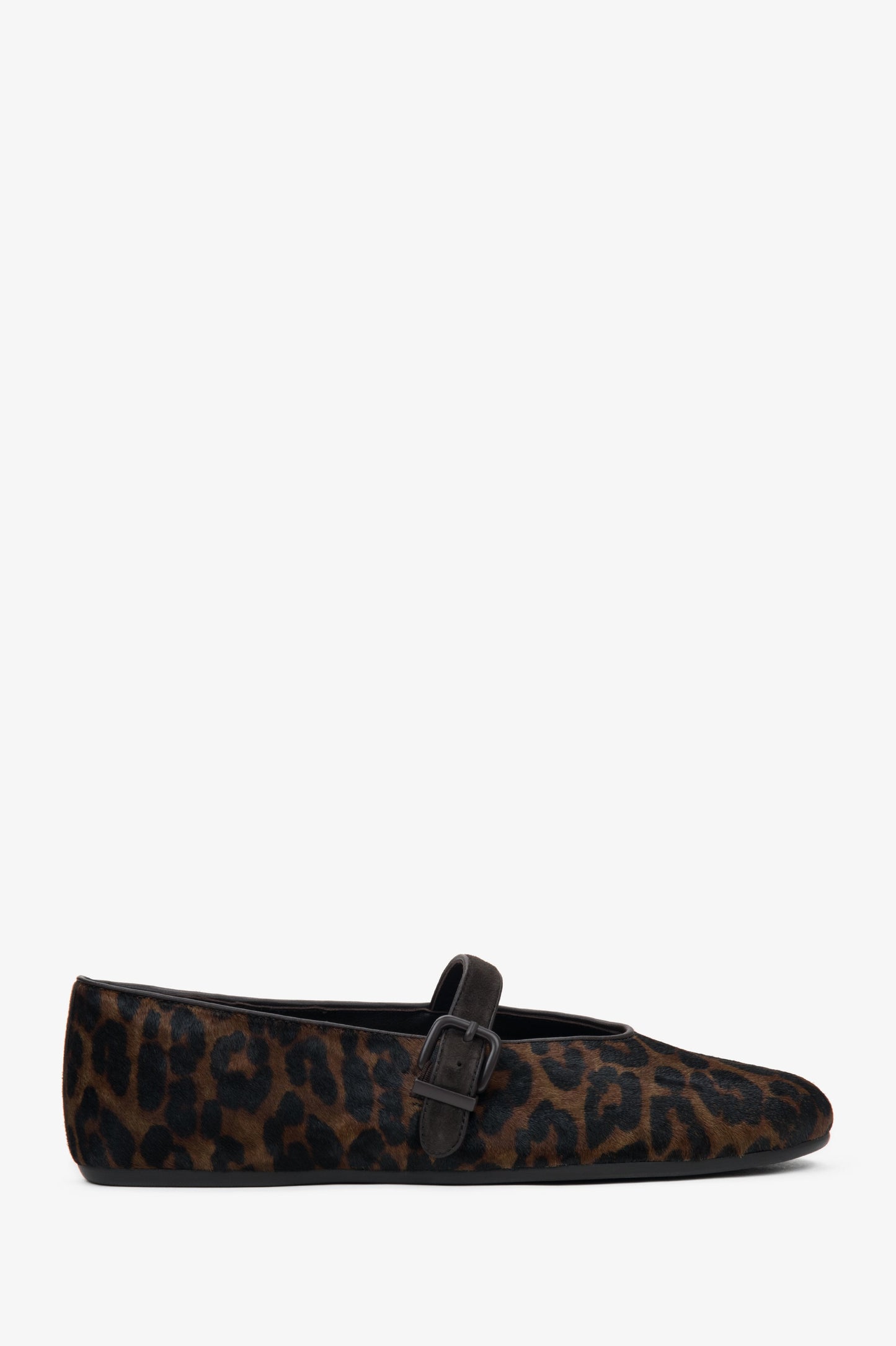 Lederne Damen Ballerinas mit Schnalle und Leopardenmuster Seitenansicht Estro ER00116950