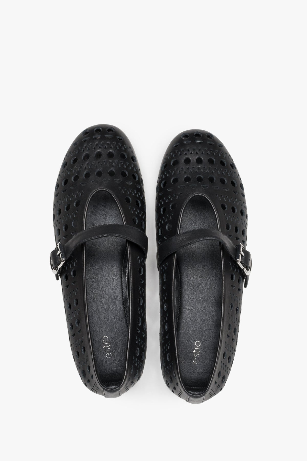 Schwarze Sommerschuhe für Damen mit Schnallenverschluss – Modell Estro ER00116976