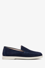 Herren-Mokassins aus italienischem Veloursleder in Marineblau Estro ER00113019.