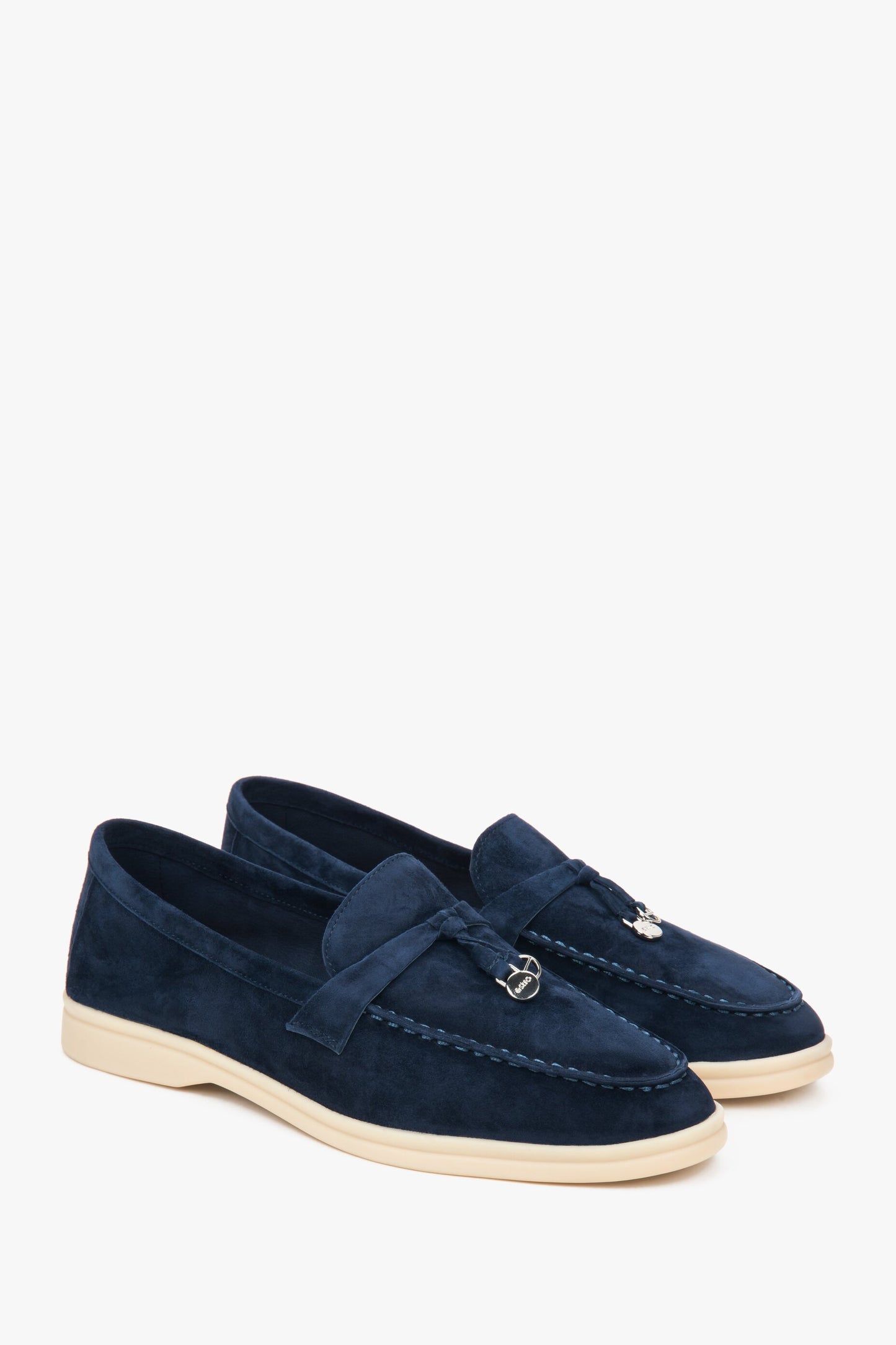 Estro Damen-Slipper aus Veloursleder in Marineblau.