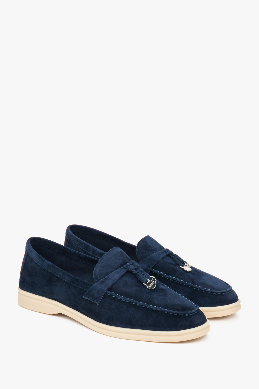Estro Damen-Slipper aus Veloursleder in Marineblau.