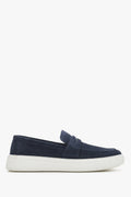 Marineblauer Slip-on Loafer für Herren aus echtem Velours Estro ER00114389