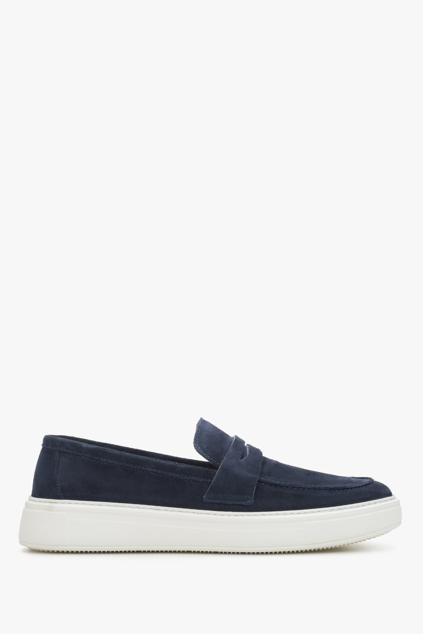 Marineblauer Slip-on Loafer für Herren aus echtem Velours Estro ER00114389