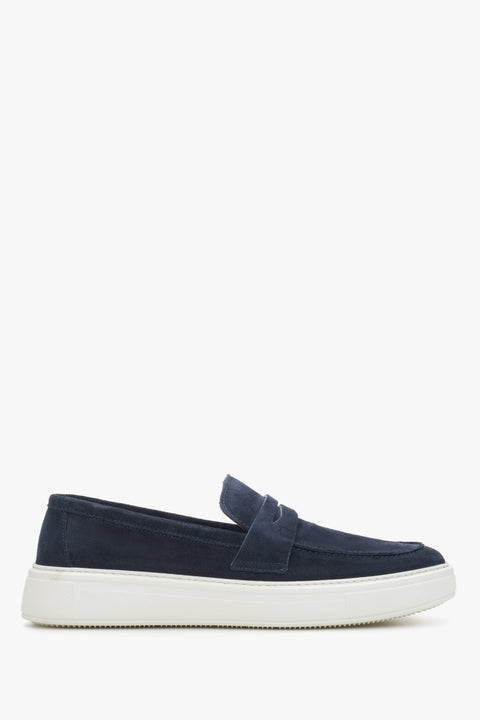 Marineblauer Slip-on Loafer für Herren aus echtem Velours Estro ER00114389