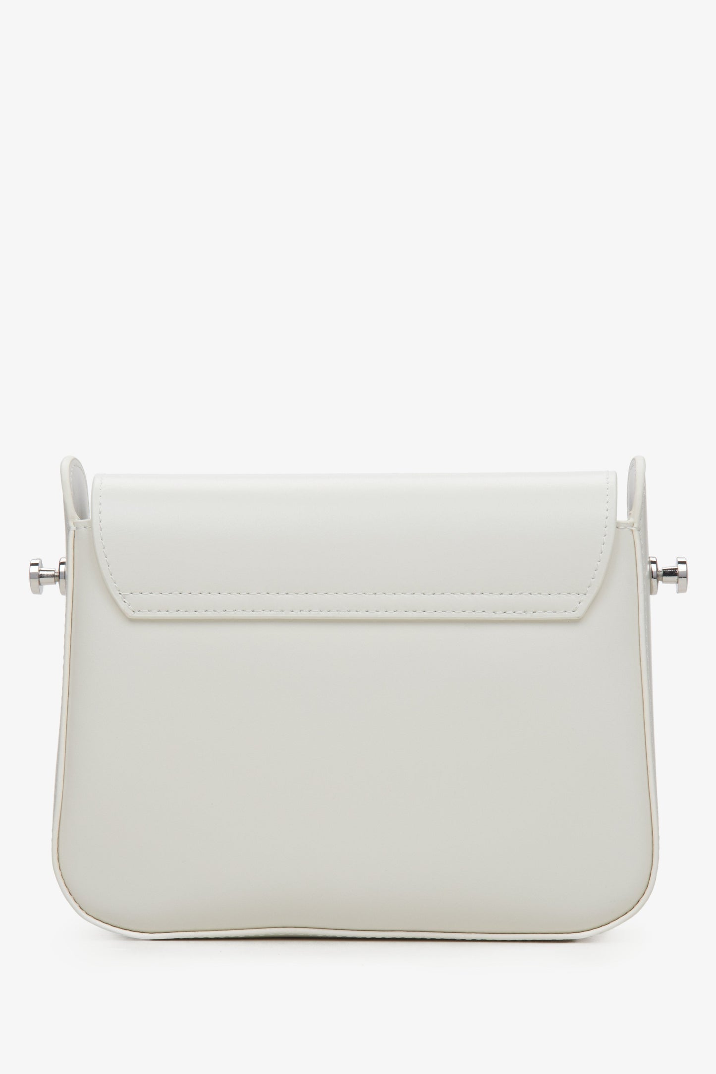 Hellbeige Lederhandtasche von Estro – Rückseite.