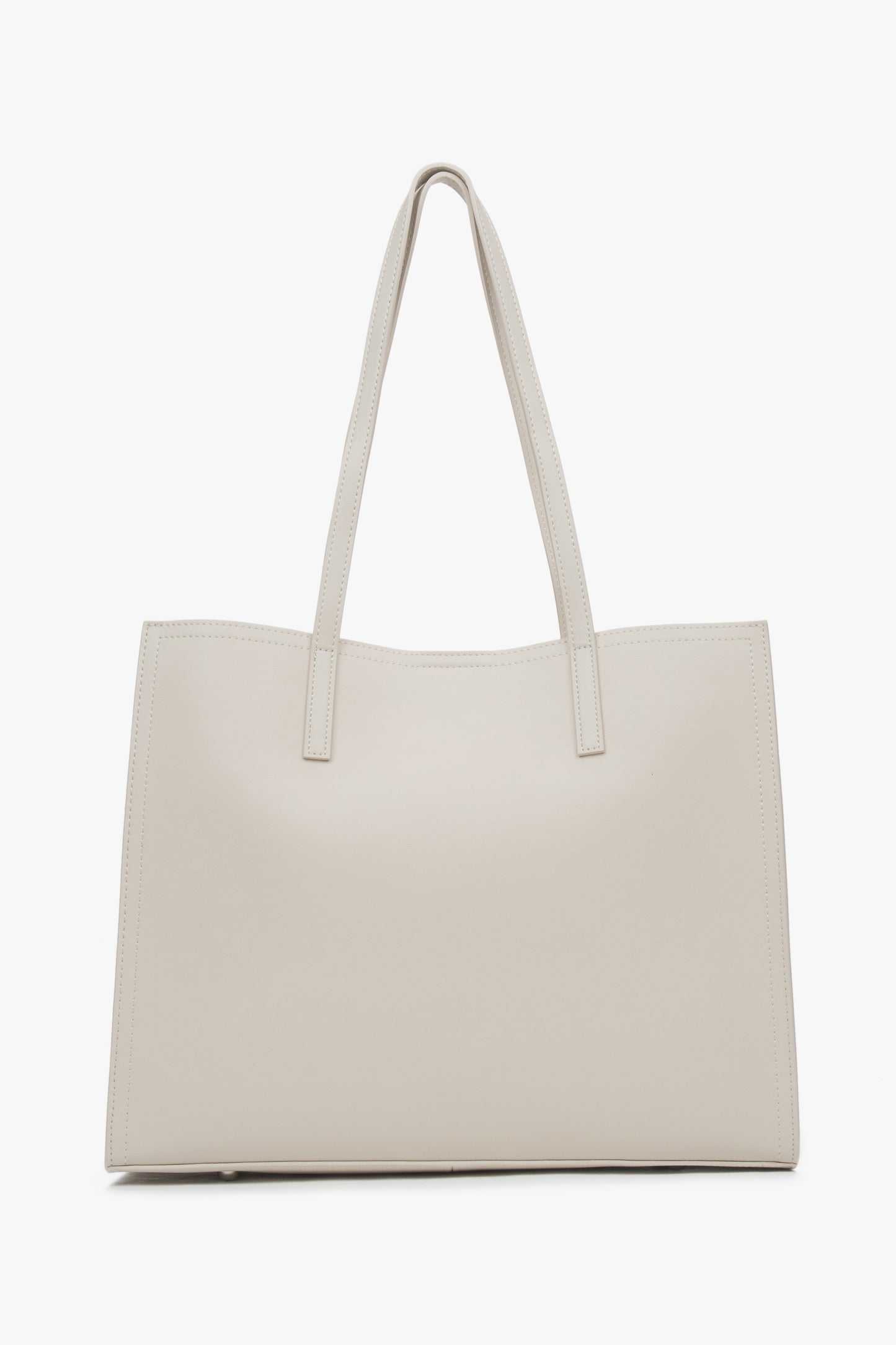 Milchbeige Damen-Shopper aus weichem Echtleder