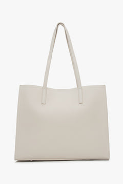 Milchbeige Damen-Shopper aus weichem Echtleder