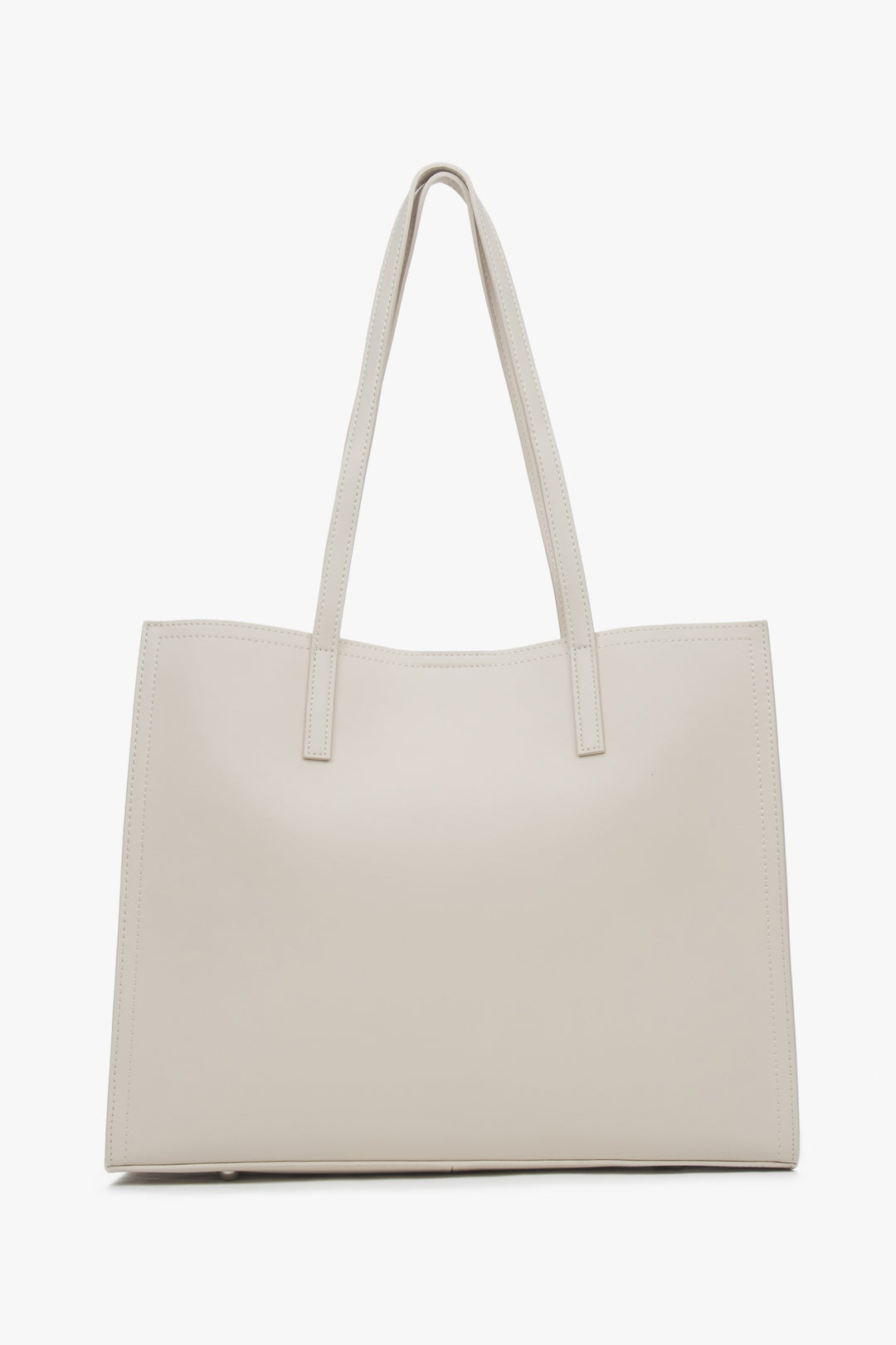 Milchbeige Damen-Shopper aus weichem Echtleder