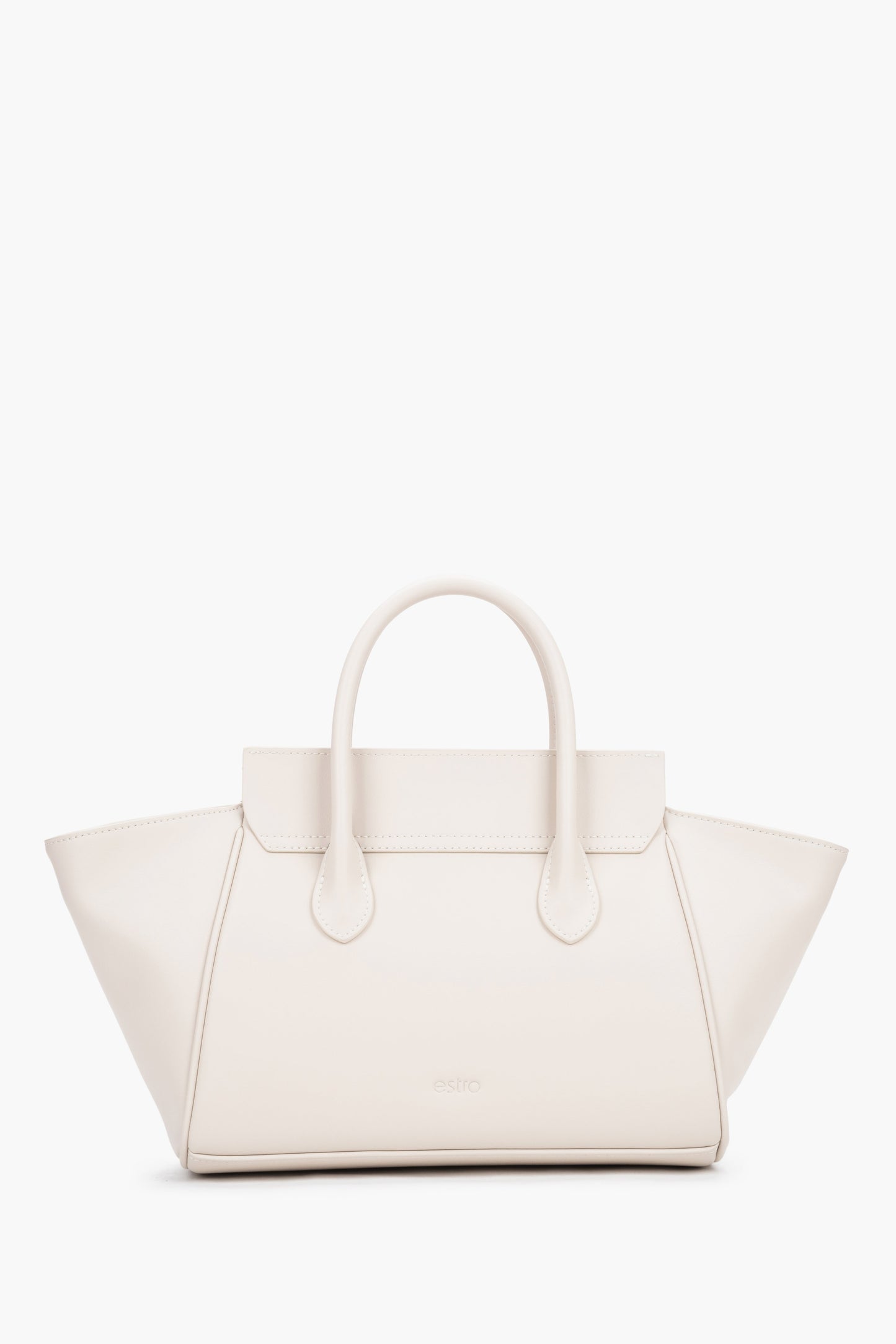 Milchbeige Damen-Tote-Bag aus Leder in Vorderansicht
