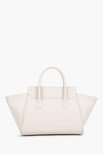 Milchbeige Damen-Tote-Bag aus Leder in Vorderansicht