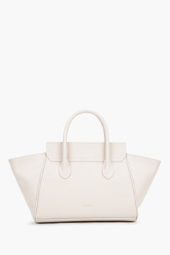 Milchbeige Damen-Tote-Bag aus Leder in Vorderansicht