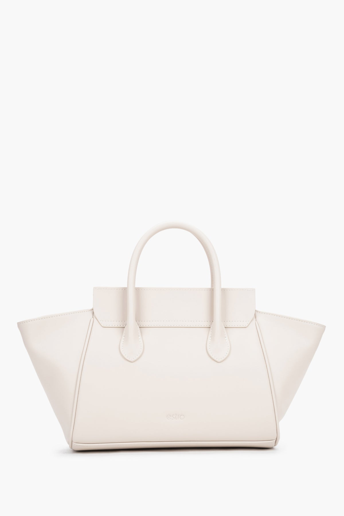 Milchbeige Damen-Tote-Bag aus Leder in Vorderansicht