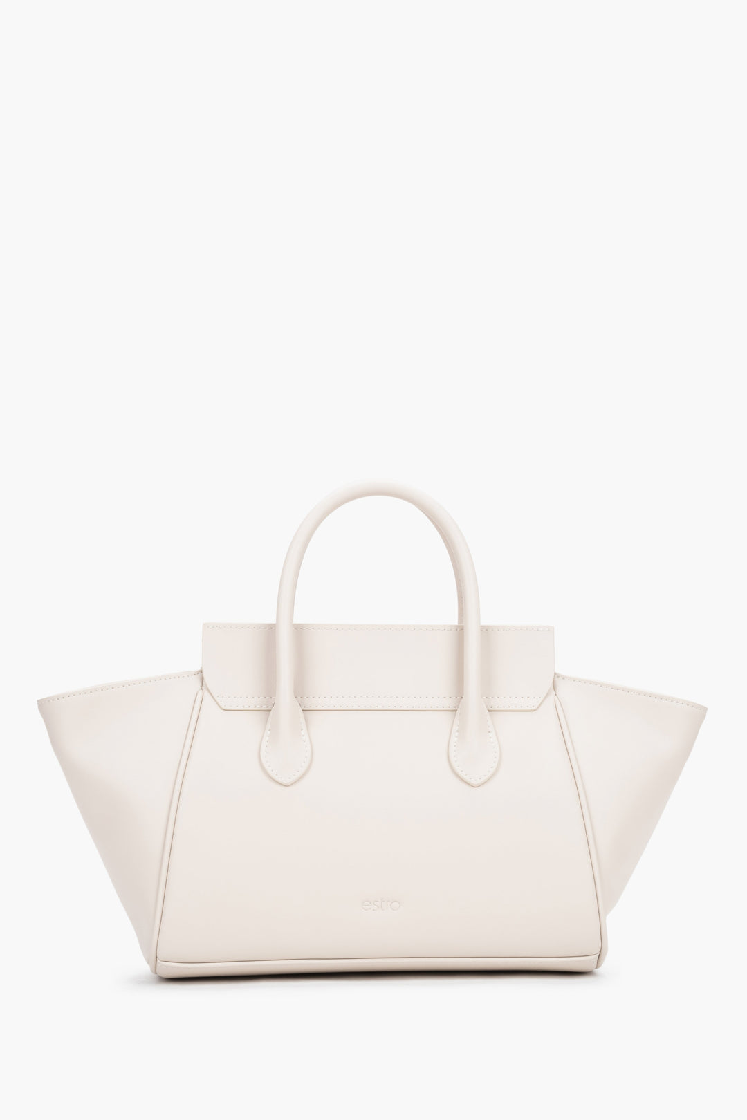 Milchbeige Damen-Tote-Bag aus Leder in Vorderansicht
