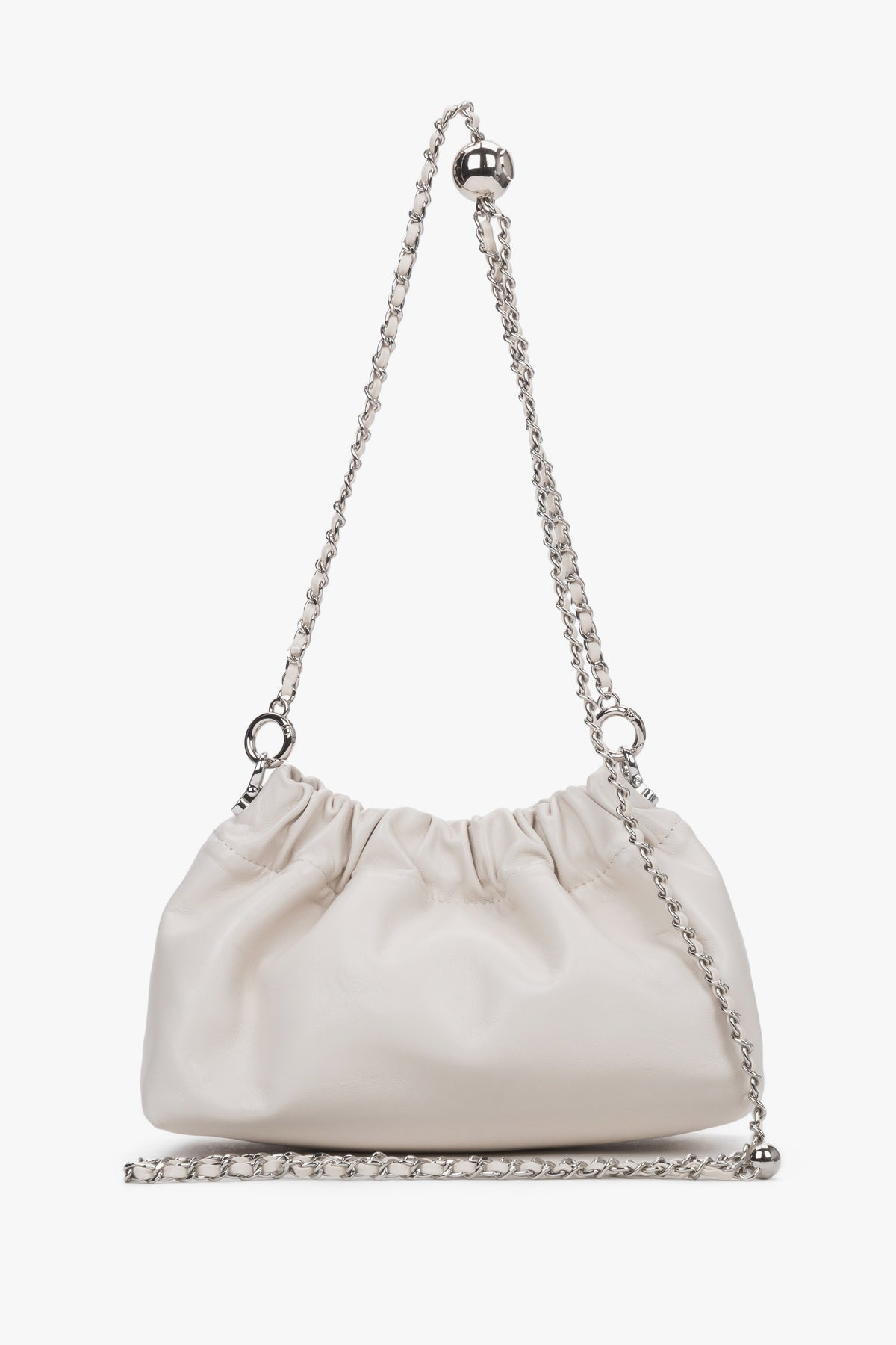 Kleine milchbeige Damen-Umhängetasche mit zusätzlichem verstellbarem Riemen