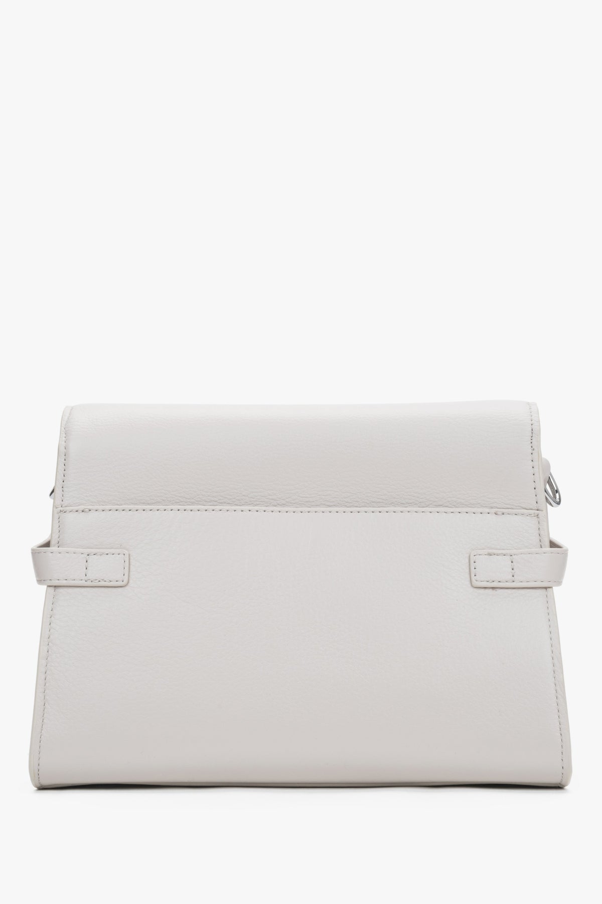 Milchbeige kleine Damen-Schultertasche aus echtem Leder in Rückansicht