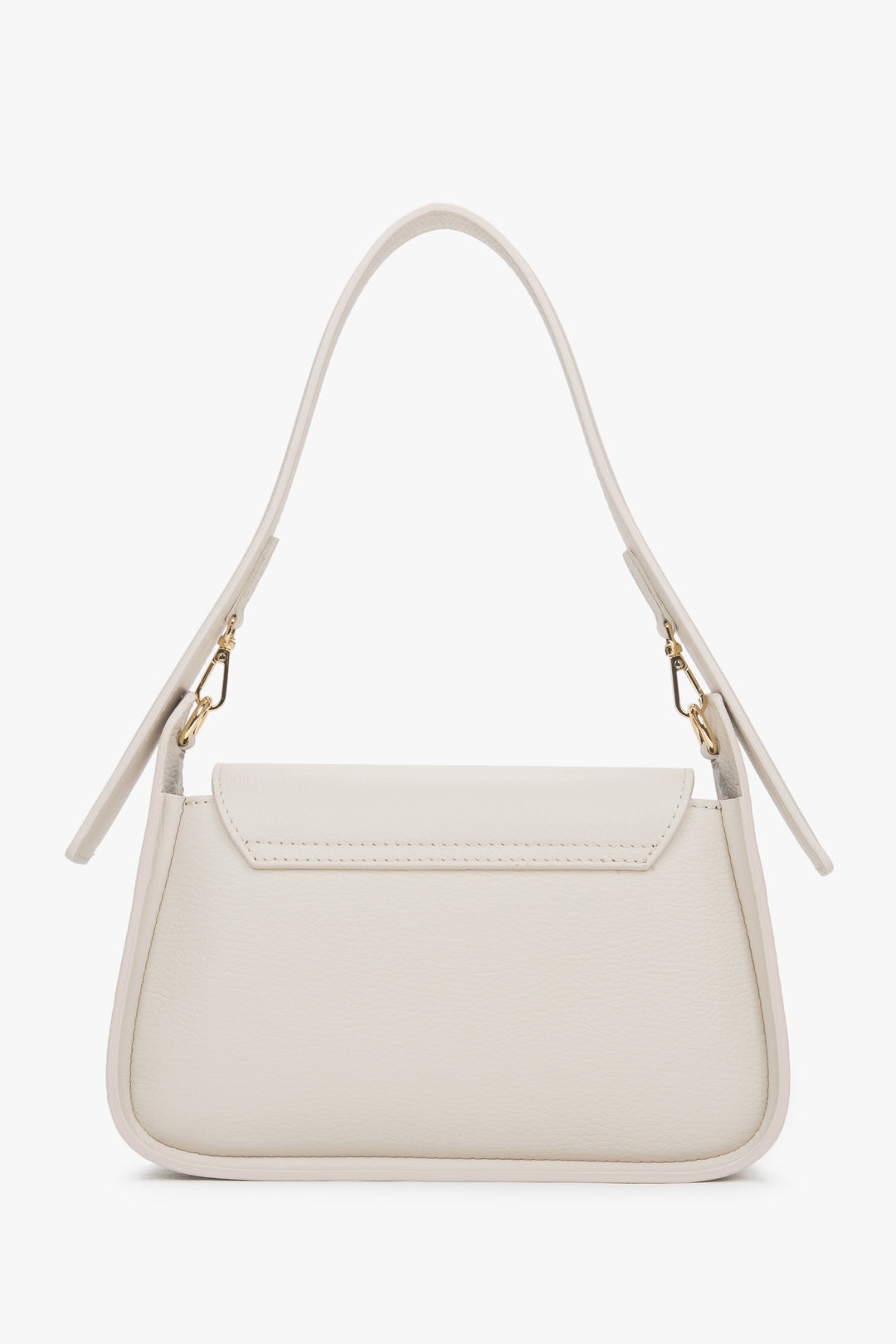 Rückansicht der minimalistischen milchbeigen Ledertasche von Estro