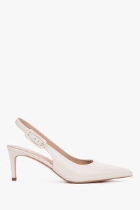 Milchbeige Slingback-Pumps für Damen aus Echtleder von Estro