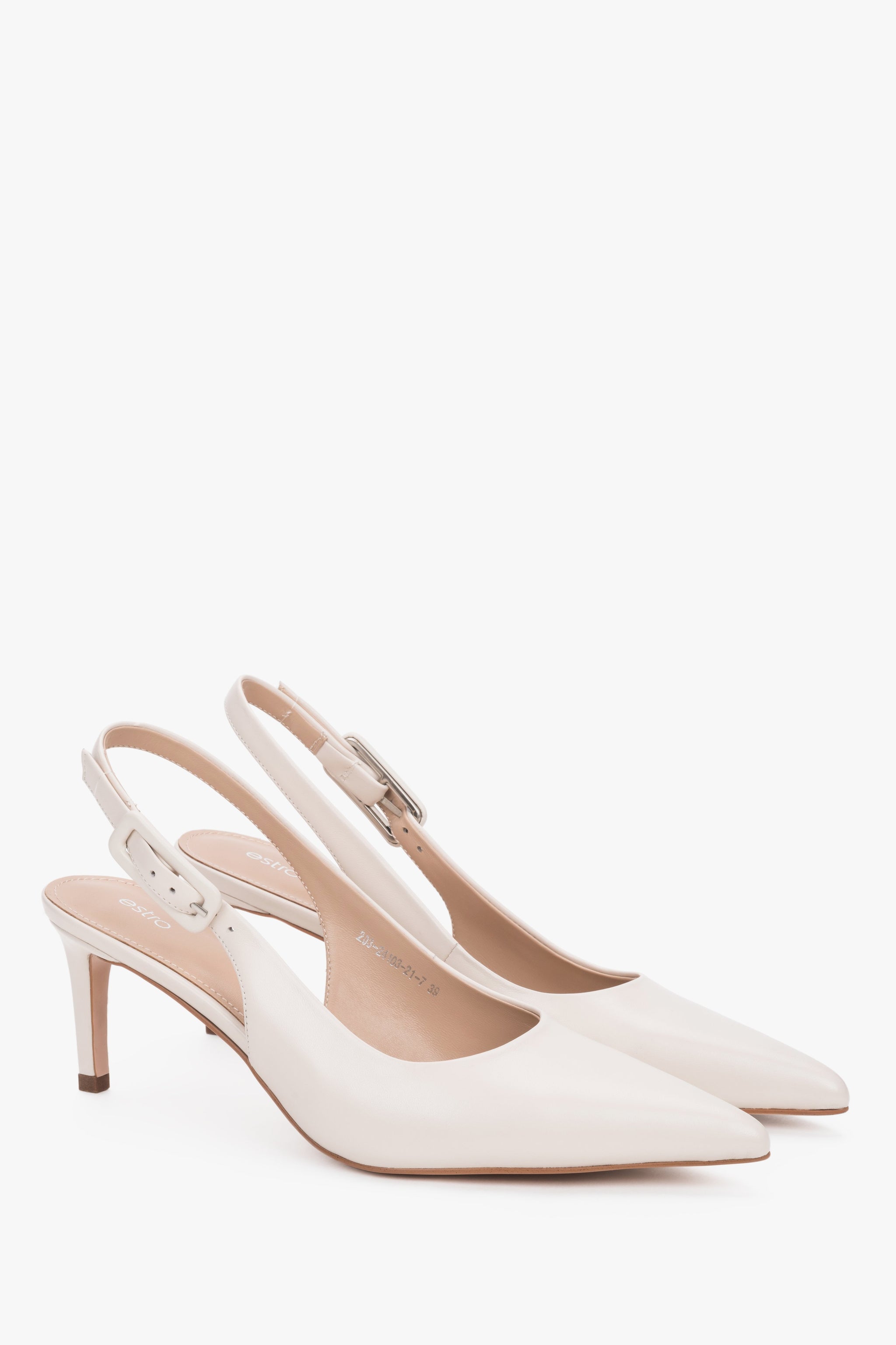 Elegante milchbeige Damen-Pumps mit offener Ferse und spitzer Zehenpartie