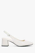 Milchbeige Slingback-Pumps aus Leder mit Blockabsatz von Estro