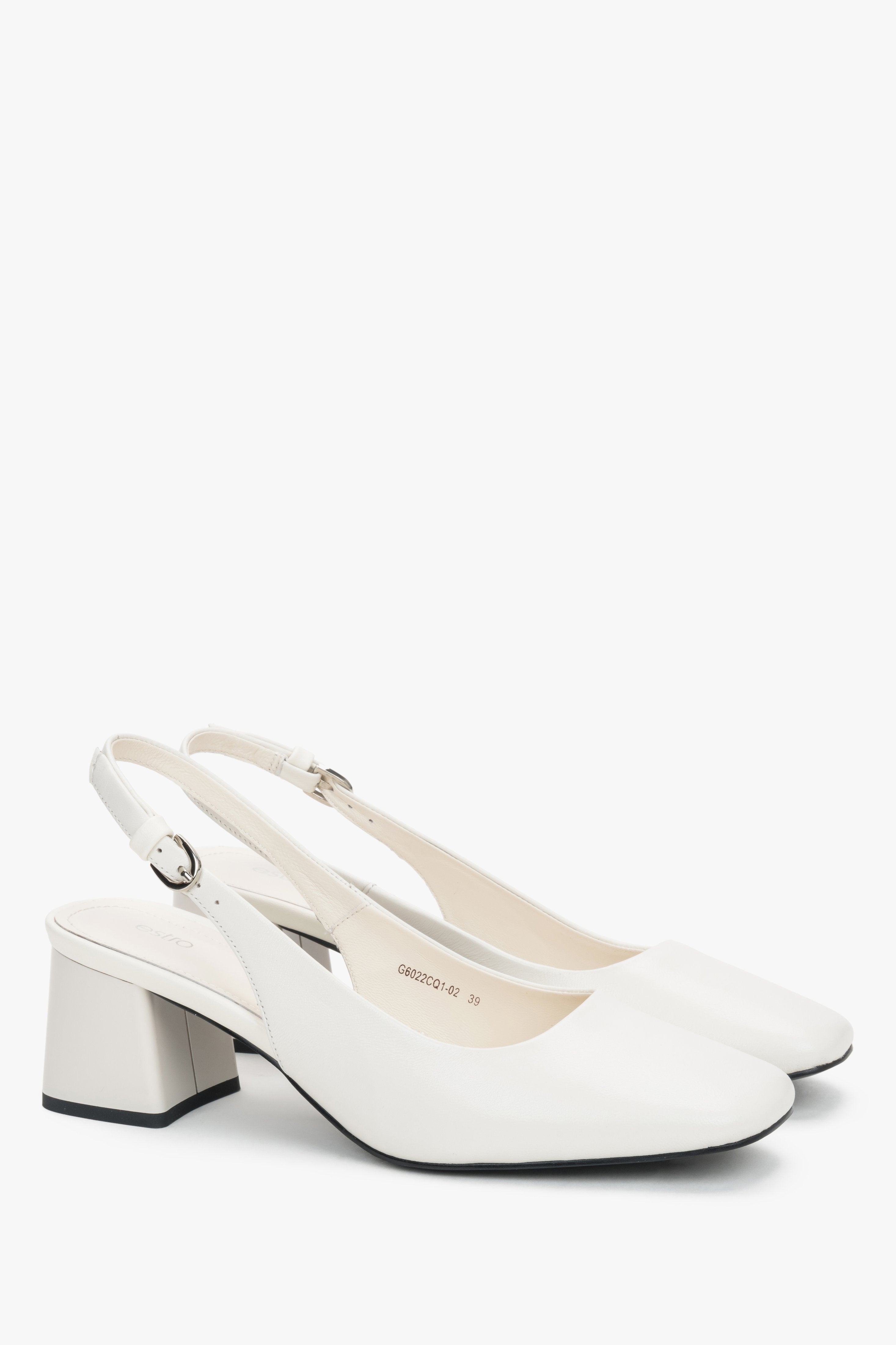 Elegante milchbeige Damen-Pumps mit offener Ferse und Schnalle