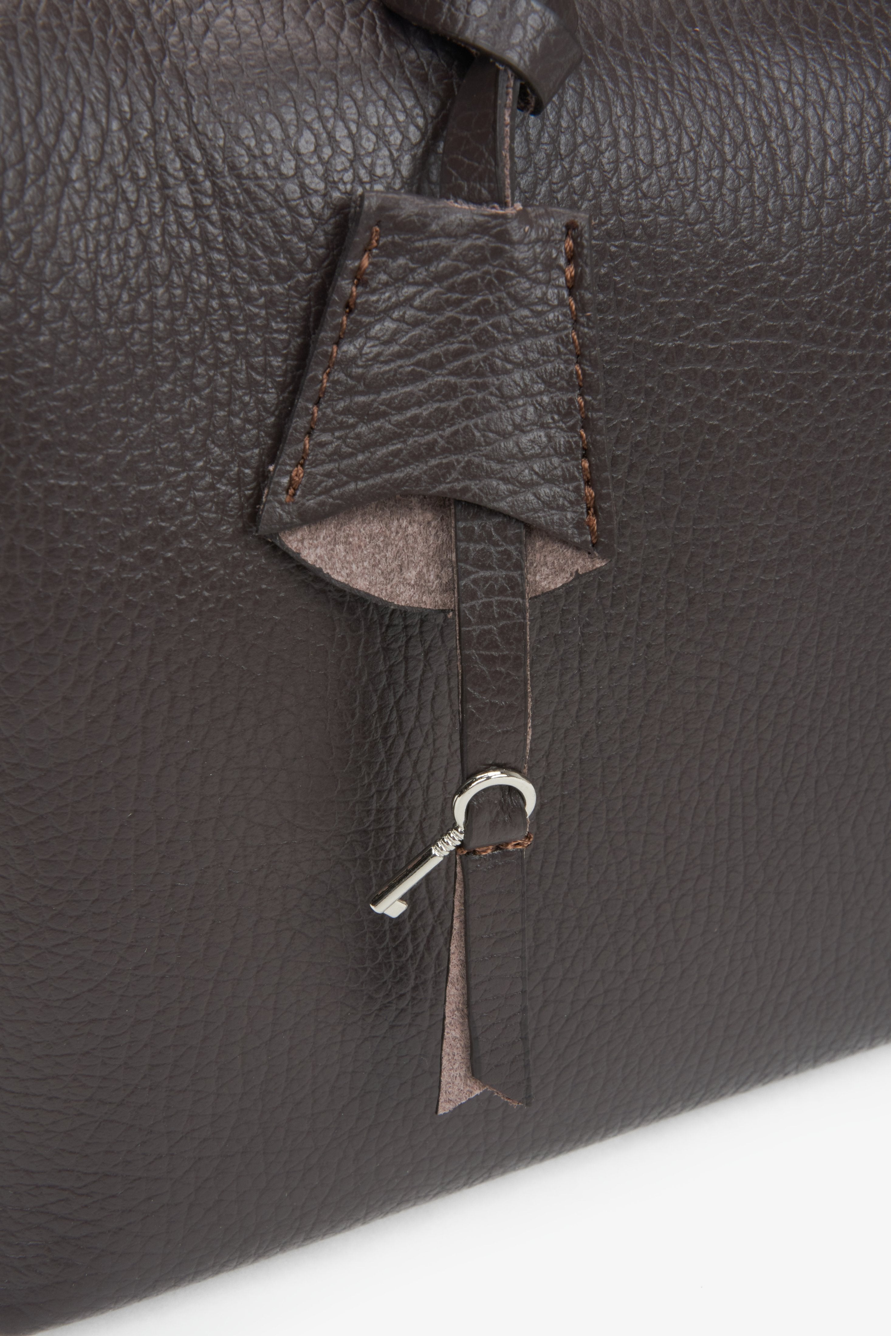 Dunkelbraune Damen-Satchel-Tasche aus edlem italienischem Echtleder Estro ER00116700