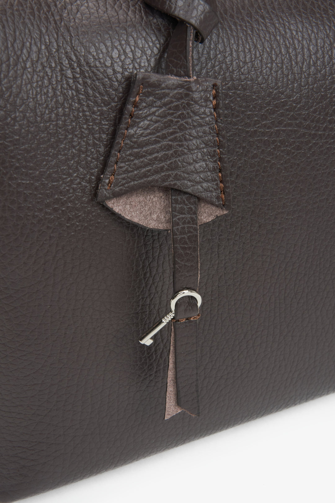 Dunkelbraune Damen-Satchel-Tasche aus edlem italienischem Echtleder Estro ER00116700