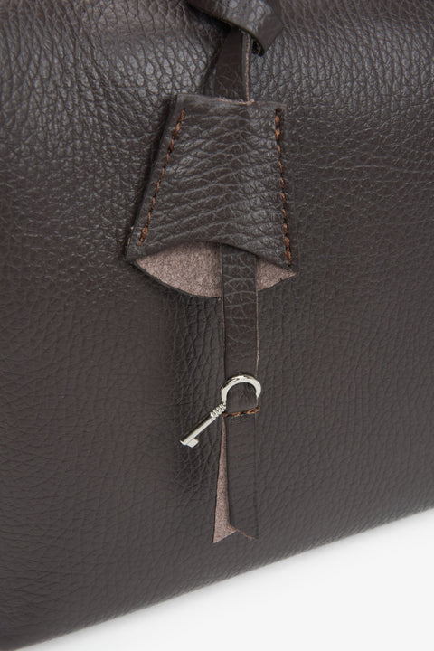 Dunkelbraune Damen-Satchel-Tasche aus edlem italienischem Echtleder Estro ER00116700