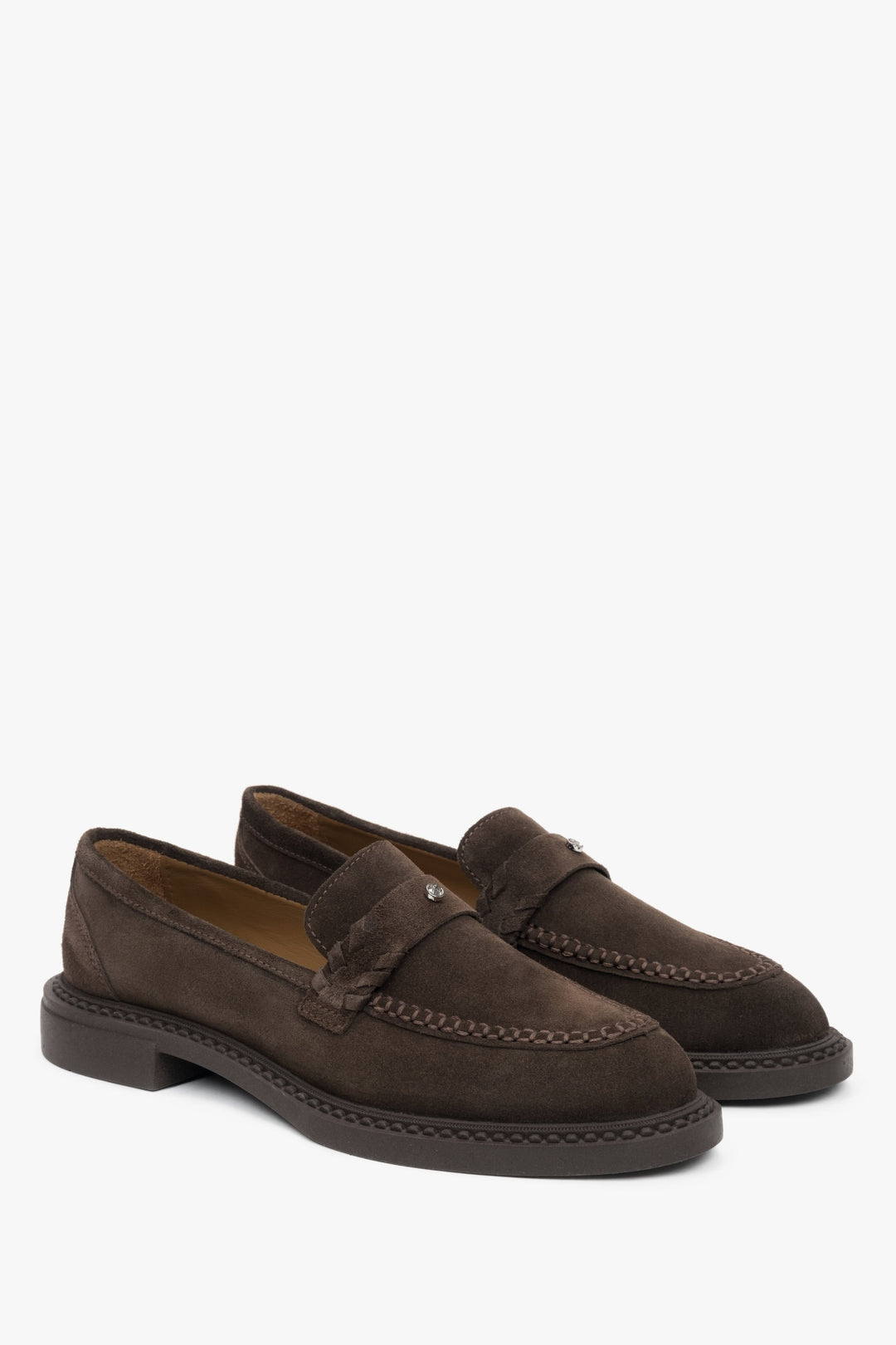 Penny Loafer aus italienischem Velours in Dunkelbraun Estro ER00116793.