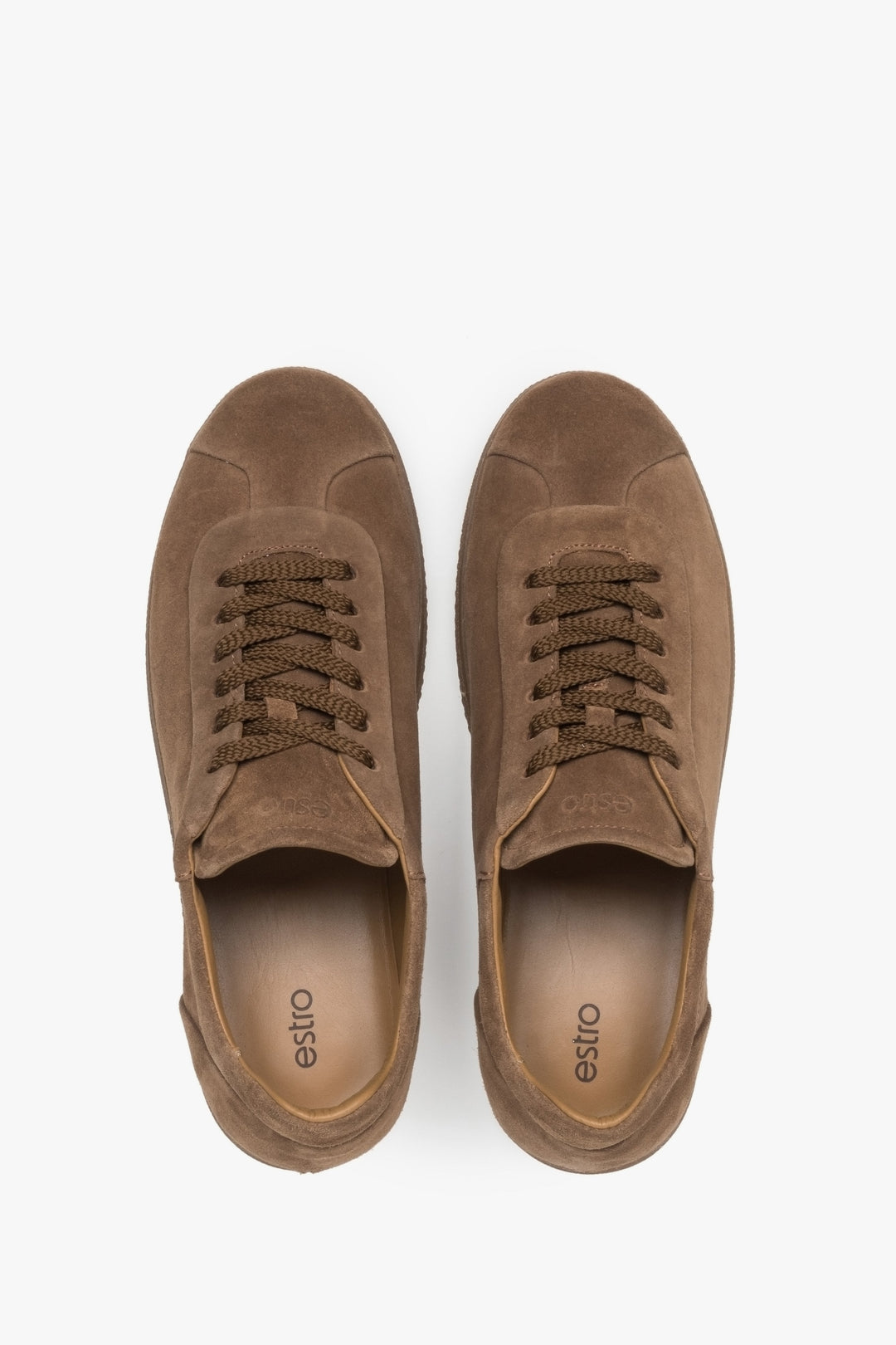 Braune Herren-Sneaker von Estro, aus hochwertigem italienischem Echtvelours.