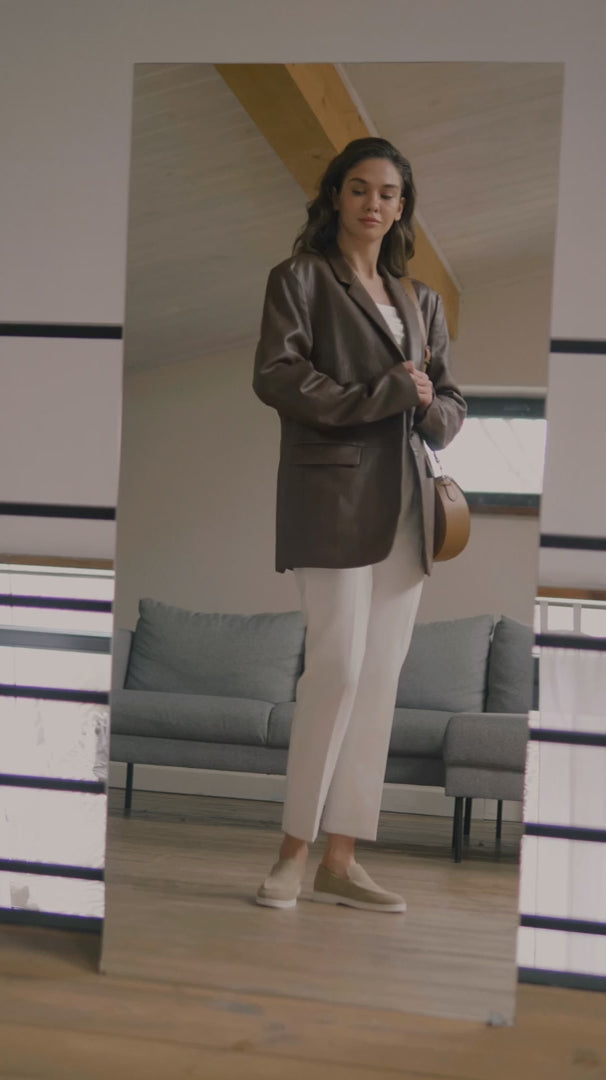 Eleganter Loafer für Damen in Sandbeige, Vorderansicht – Estro ER00112380