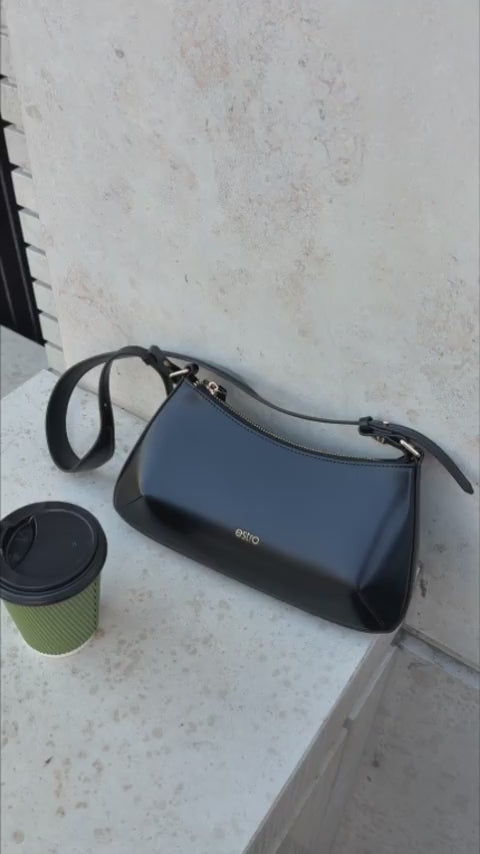 Elegante schwarze Lederhandtasche für Damen Estro ER00115787