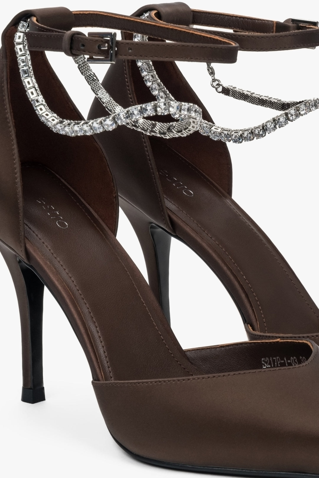 Dunkelbraune Pumps aus Echtleder mit Zierdetails – perfekt für Frühling/Sommer Estro ER00116975