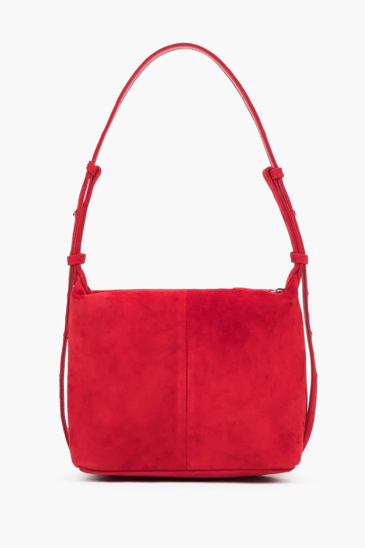 Rote Schultertasche mit verstellbarem Riemen Seitenprofil