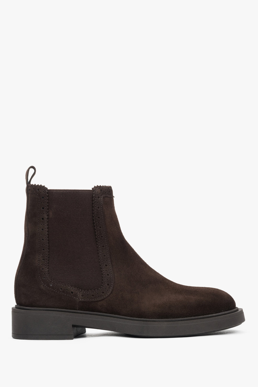 Klassische Damen-Chelsea-Boots in Sattelbraun aus italienischem Velours Estro ER00118126.
