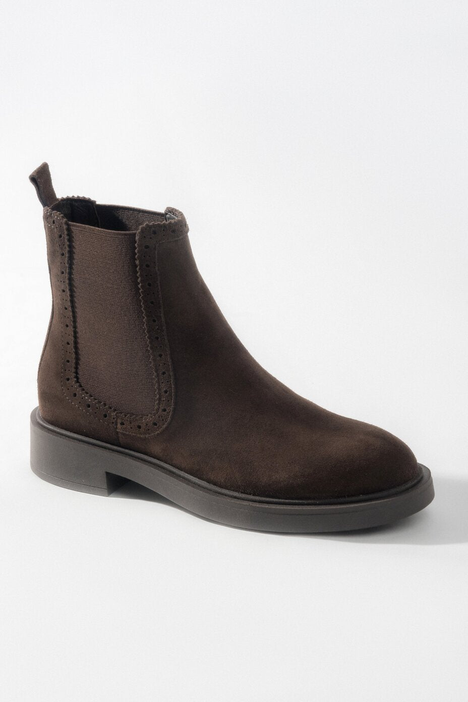 Klassische Damen-Chelsea-Boots in Sattelbraun aus italienischem Velours Estro ER00118126