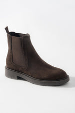 Klassische Damen-Chelsea-Boots in Sattelbraun aus italienischem Velours Estro ER00118126