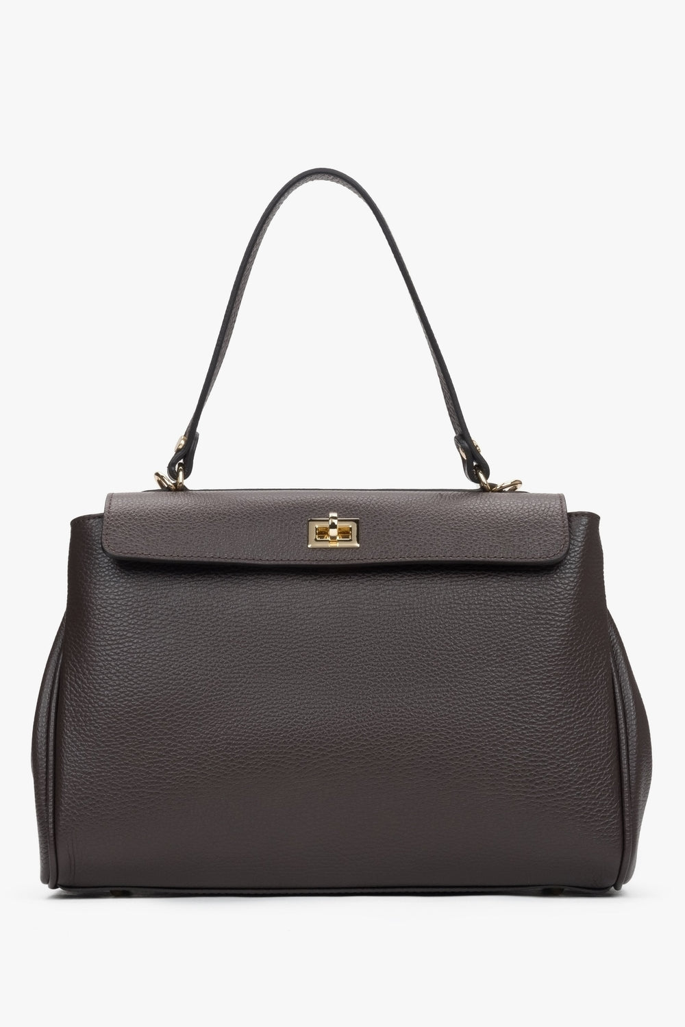 Sattelbraune Damen-Satchel-Tasche aus edlem italienischem Echtleder Estro ER00117033.