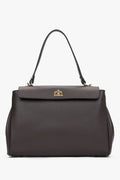 Sattelbraune Damen-Satchel-Tasche aus edlem italienischem Echtleder Estro ER00117033.