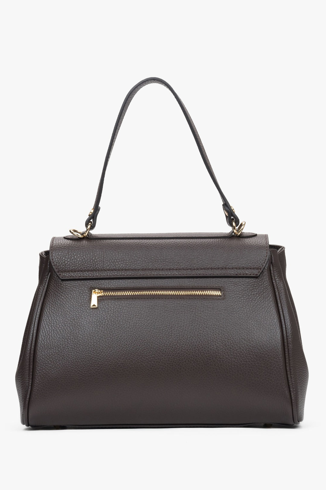 Damen Satchel-Handtasche in Dunkelbraun von Estro, gefertigt aus hochwertigem italienischem Echtleder.